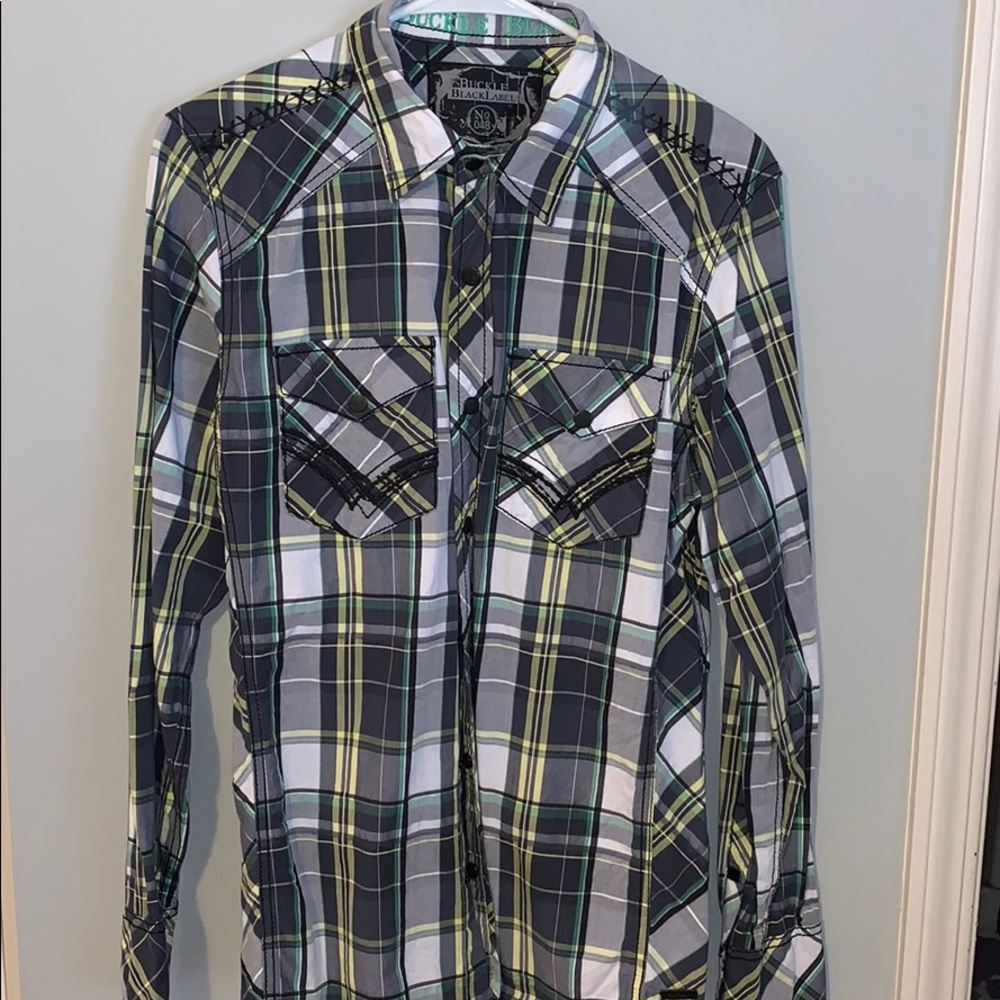 Men’s Buckle Black button down shirt.